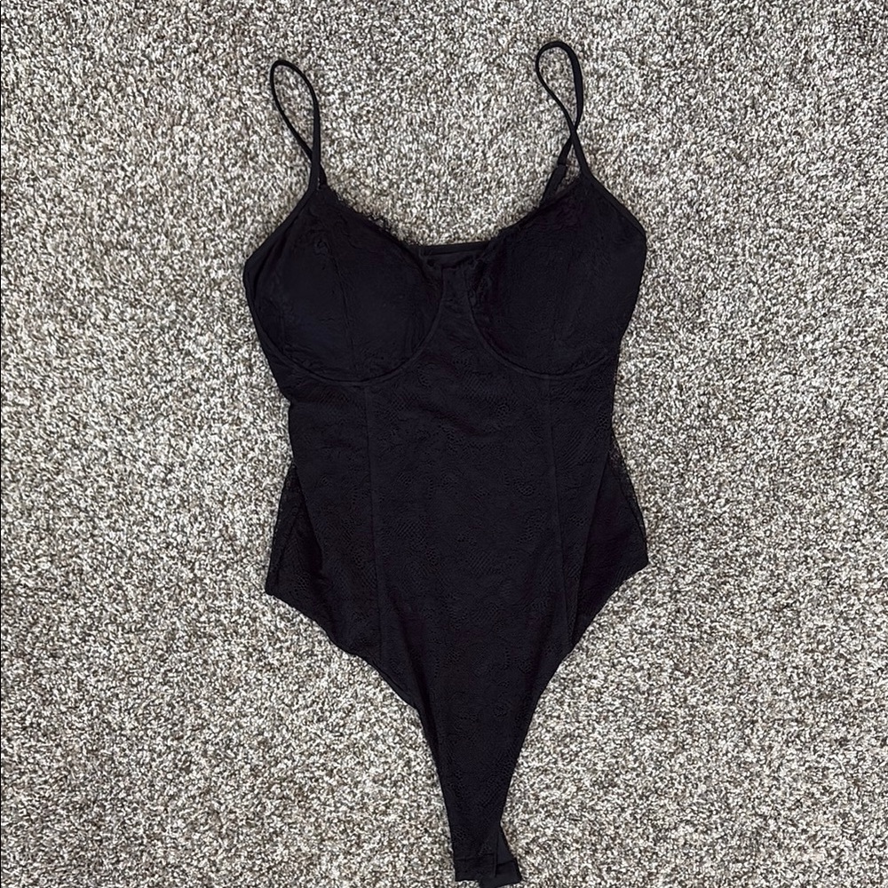 Klassy Network Elegant Black Lace Bodysuit